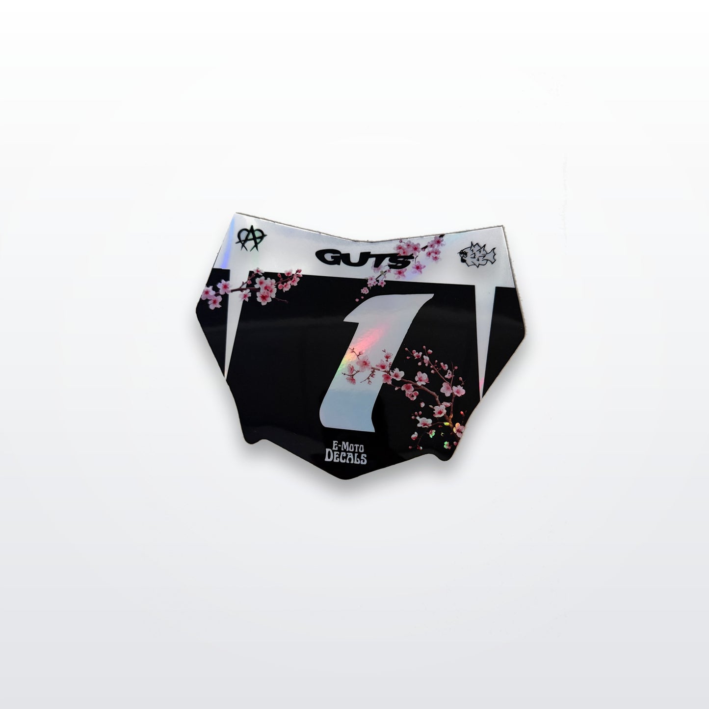 Custom cherry blossom holographic number plate decal for ODI and Motocutz plates