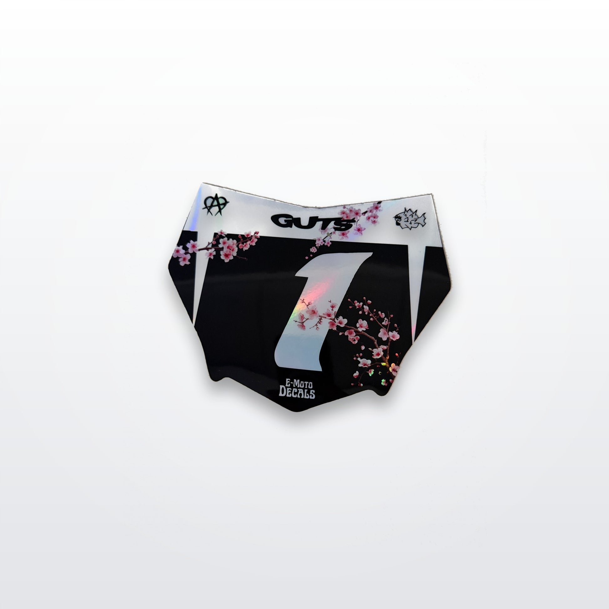 Custom cherry blossom holographic number plate decal for ODI and Motocutz plates