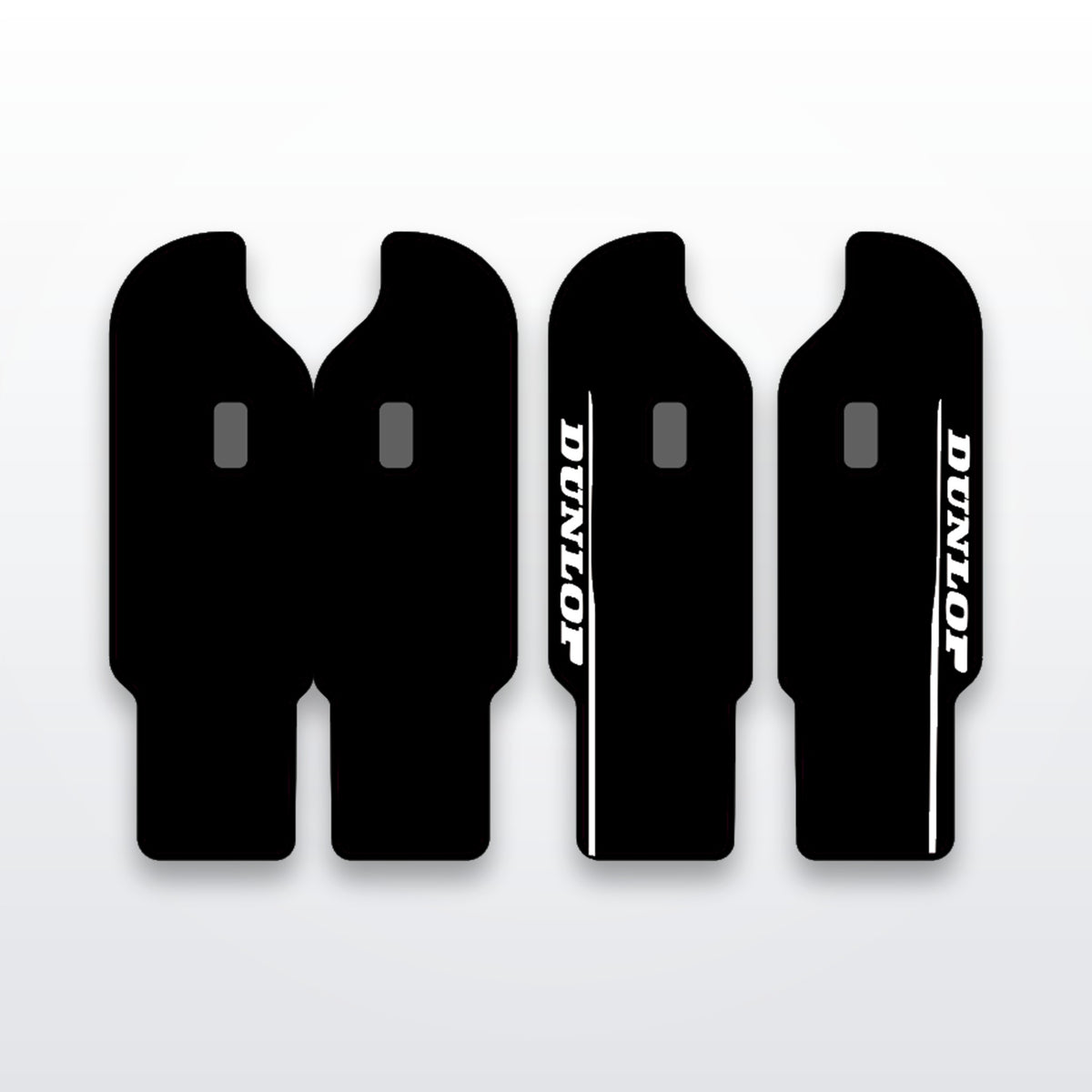 DNM fork guard decals, cut-to-fit vinyl set on white studio background