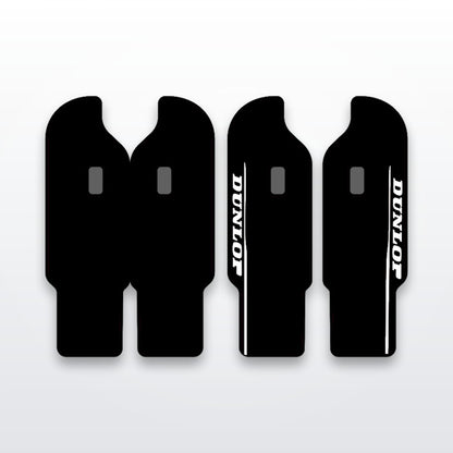 DNM fork guard decals, cut-to-fit vinyl set on white studio background
