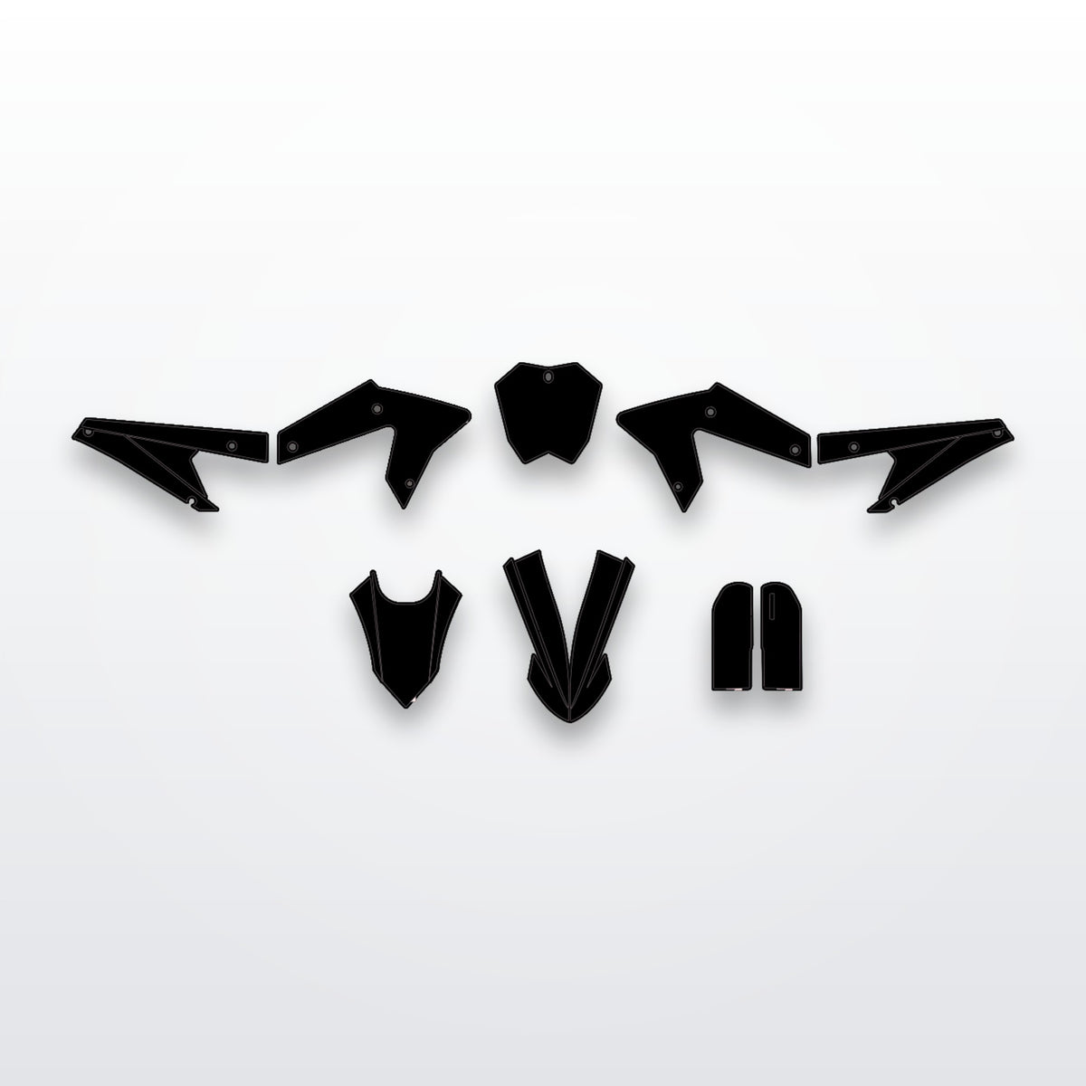 RTR full graphics kit, all cut-to-fit decal panels on white studio background