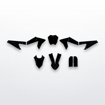 RTR full graphics kit, all cut-to-fit decal panels on white studio background