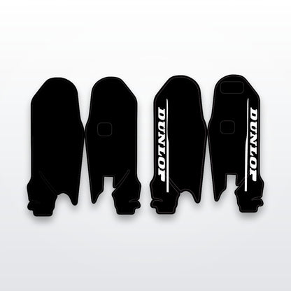 Surron Ultra Bee fork guard decals, cut-to-fit vinyl set on white studio background