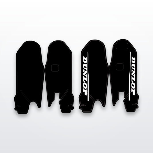 Surron Ultra Bee fork guard decals, cut-to-fit vinyl set on white studio background